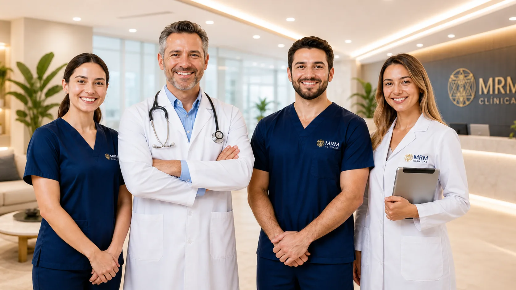 Equipe MRM em clínica moderna